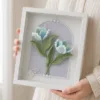 blue lily of the valley shadow box frame hanging display