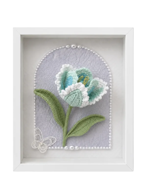 blue lily of the valley shadow box frame side view
