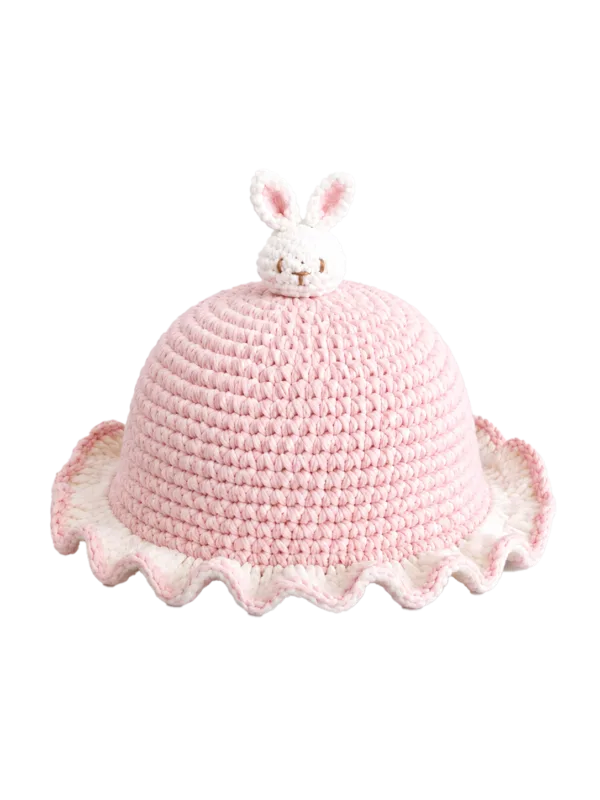 blush bunny ruffle sun hat angled