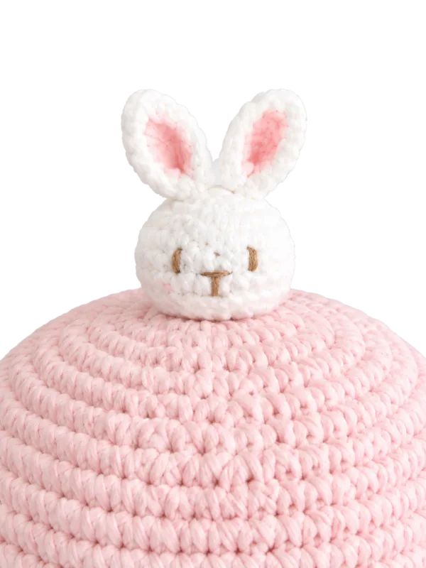 blush bunny ruffle sun hat close up detail