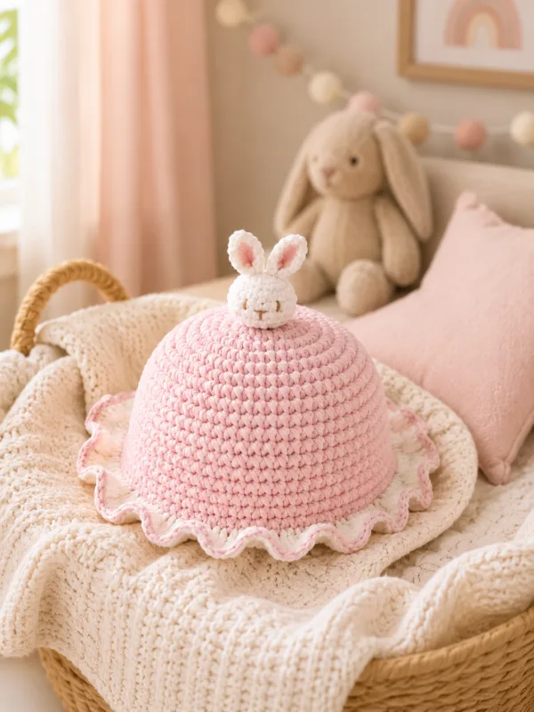 blush bunny ruffle sun hat lifestyle scene