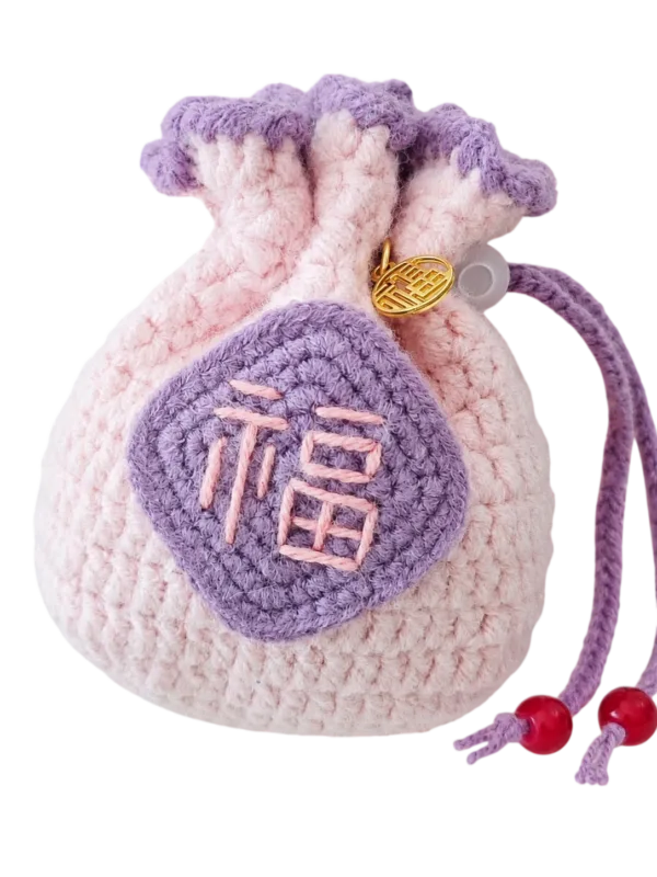 blush lilac fu blessing sachet pouch close up