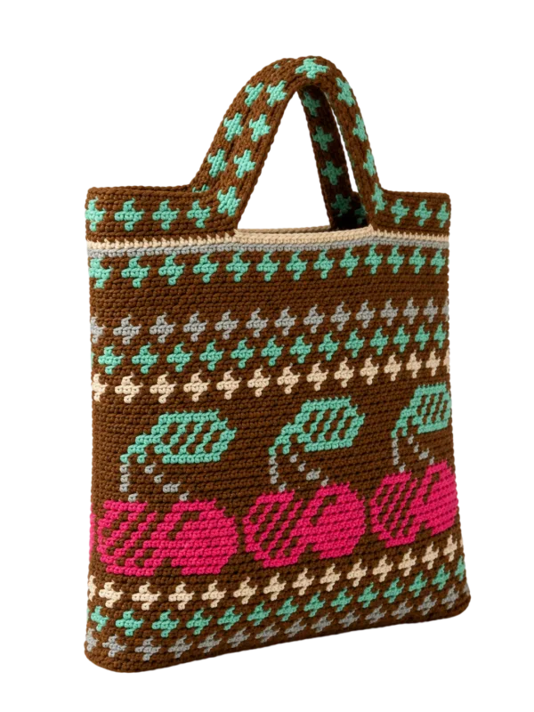 boho cherry tote angled view