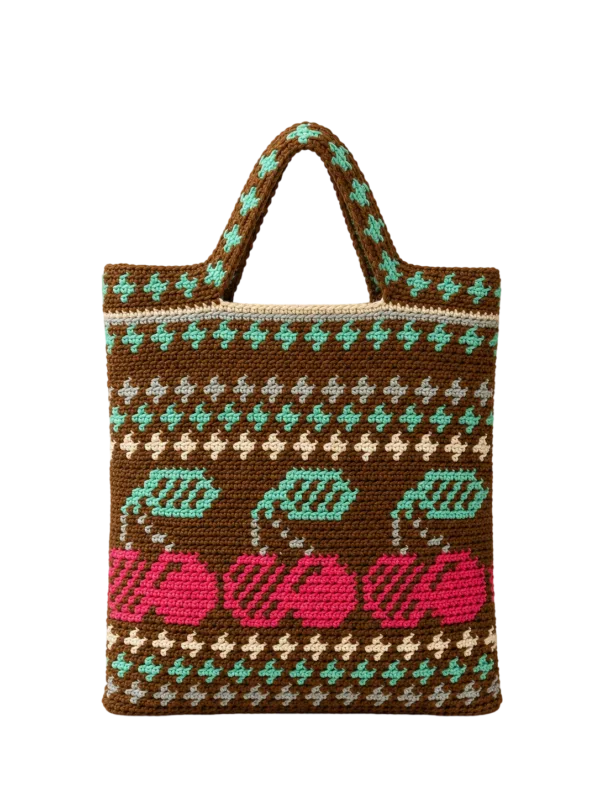 boho cherry tote close up detail