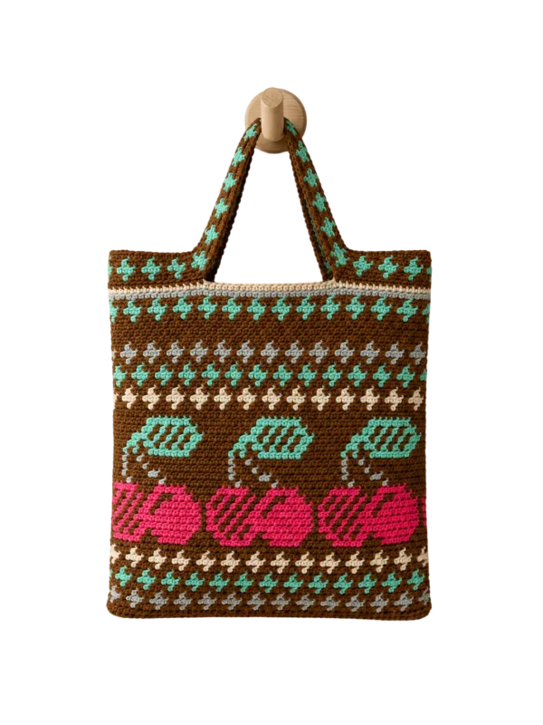 boho cherry tote hanging display