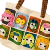 cartoon patchwork character tote close up detail