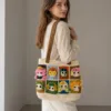 cartoon patchwork character tote lifestyle scene