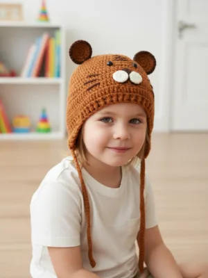 Children Wear Crocheted Tiger Head Hat