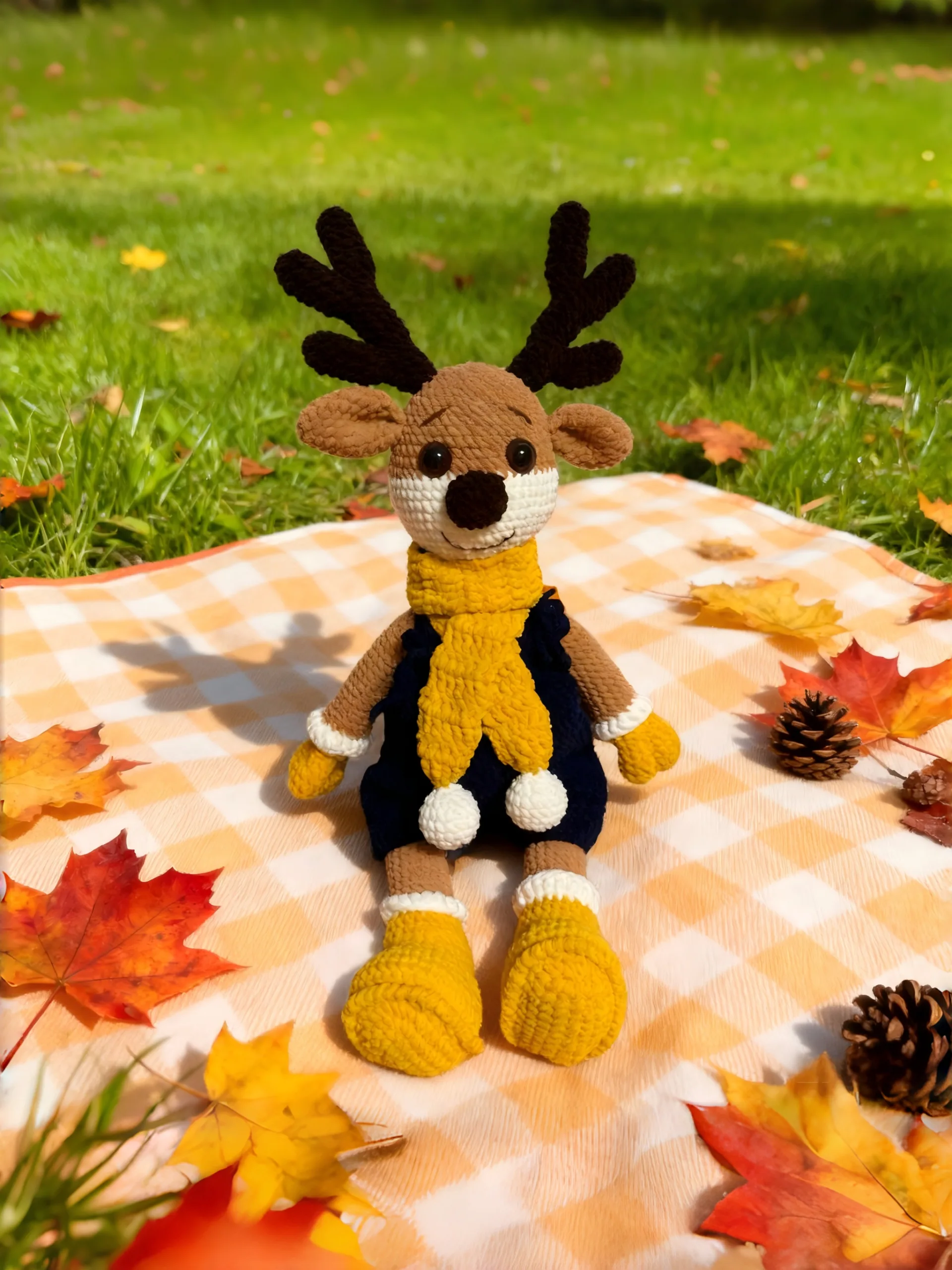 crochet doll at picnic