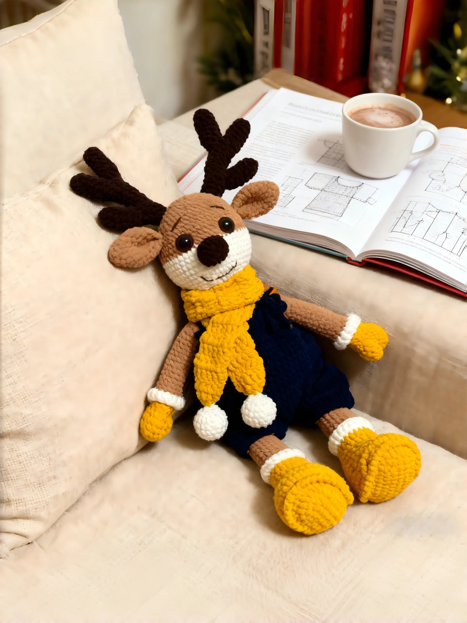 crochet doll on sofa