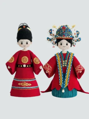 Amigurumi Chinese wedding couple dolls