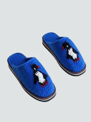 Blue crochet slipper
