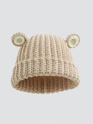Crochet bear ear beanie
