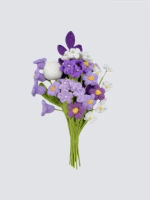 Crochet purple flower bouquet