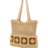 beige daisy market tote angled bag view