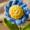 blue flower pot decoration detail view