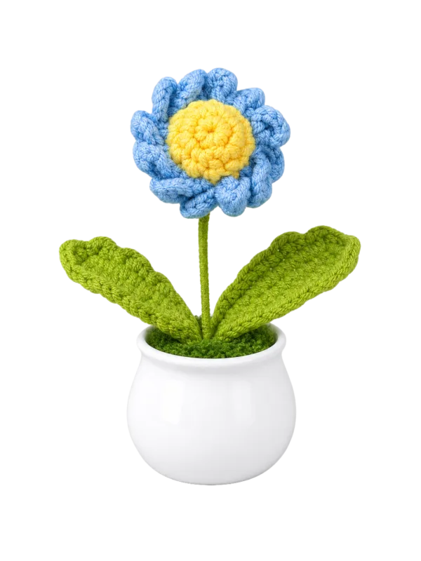 blue flower pot decoration front view