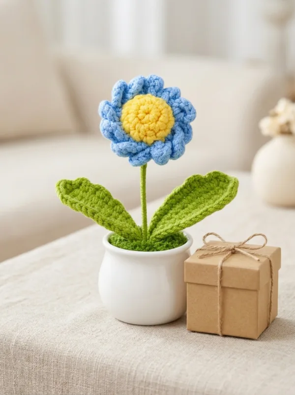 blue flower pot decoration product view