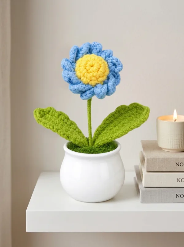 blue flower pot decoration texture view