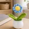 blue flower pot decoration top view