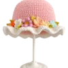 blush meadow floral ruffle sun hat front view