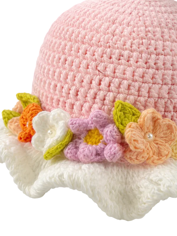 blush meadow floral ruffle sun hat side view