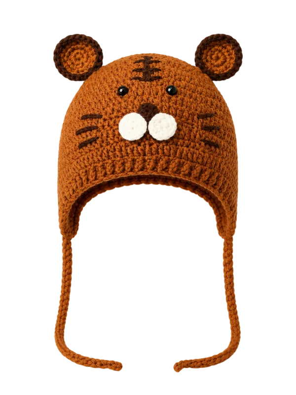 cocoa bear earflap hat angled view