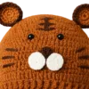 cocoa bear earflap hat close up detail