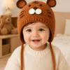cocoa bear earflap hat hanging display