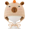cream bear pumpkin earflap hat angled view
