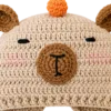 cream bear pumpkin earflap hat close up detail