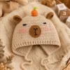 cream bear pumpkin earflap hat lifestyle scene