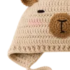 cream bear pumpkin earflap hat side view