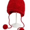 crimson bobble earflap beanie front view