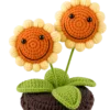 double smiling sunflower planter ornament close up detail