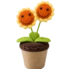 double smiling sunflower planter ornament detail view