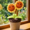 double smiling sunflower planter ornament gift view