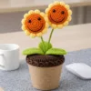 double smiling sunflower planter ornament product view