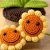double smiling sunflower planter ornament styled view
