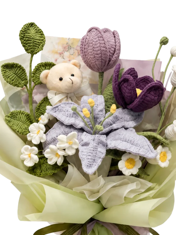 forest bunny tulip bouquet angled view