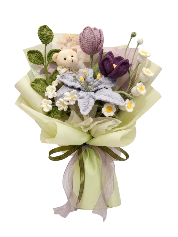 forest bunny tulip bouquet front view