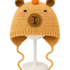 honey bear pumpkin earflap hat angled view