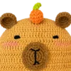 honey bear pumpkin earflap hat close up detail