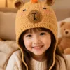 honey bear pumpkin earflap hat hanging display