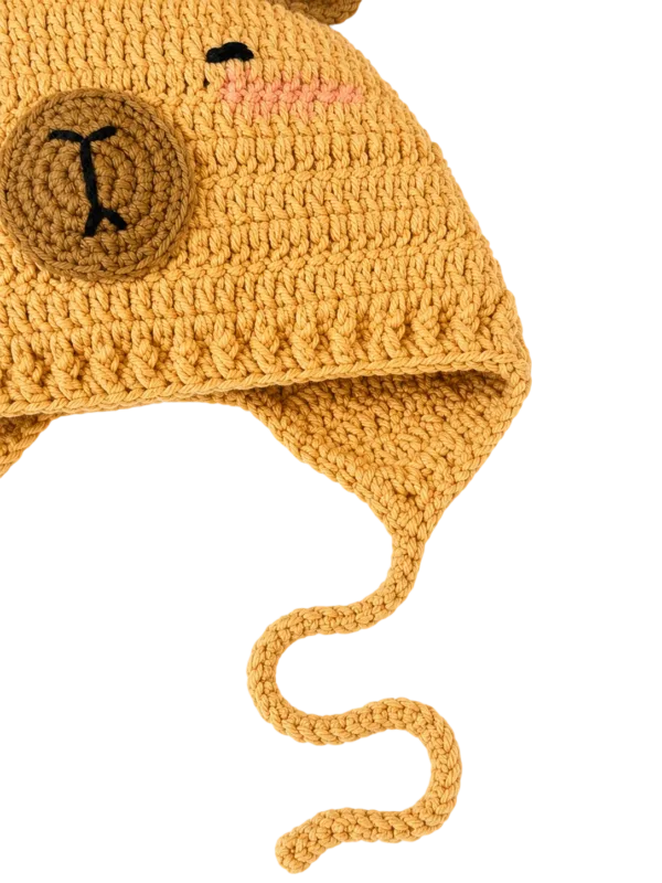 honey bear pumpkin earflap hat side view