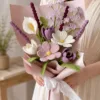 lavender daisy lily gift bouquet hanging display