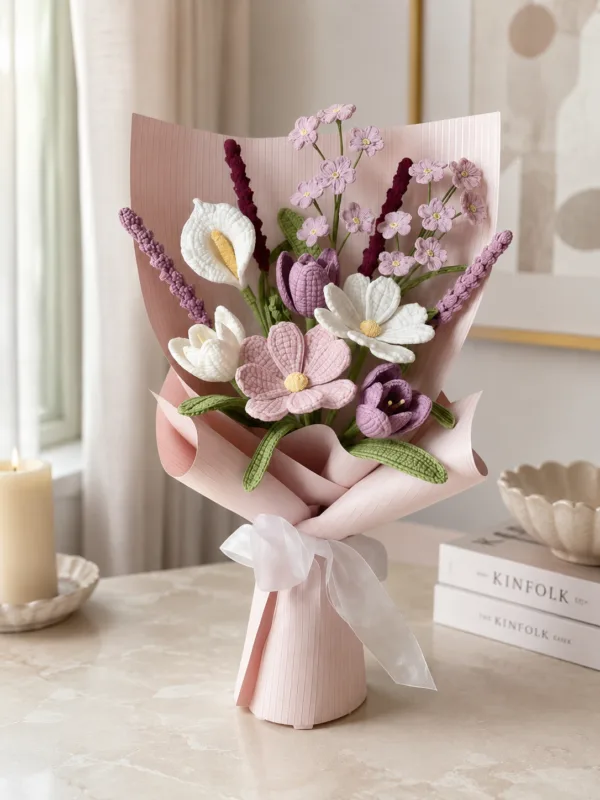 lavender daisy lily gift bouquet lifestyle scene