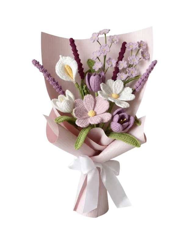 lavender daisy lily gift bouquet side view