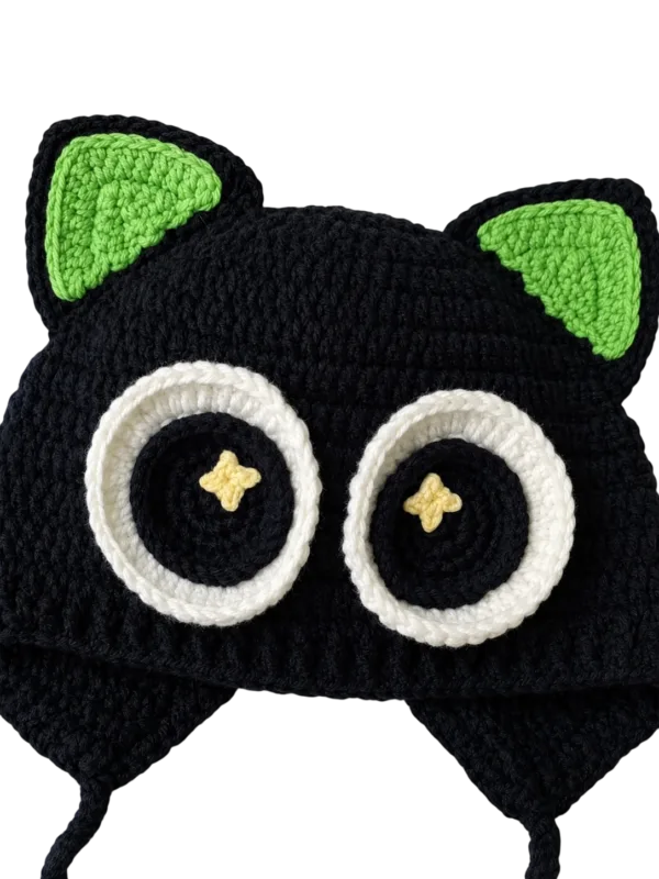 midnight cat ear hat close up detail