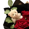 midnight red rose bear bouquet angled view